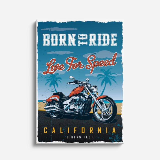 cuadro canvas vehículos born to ride california retro vertical