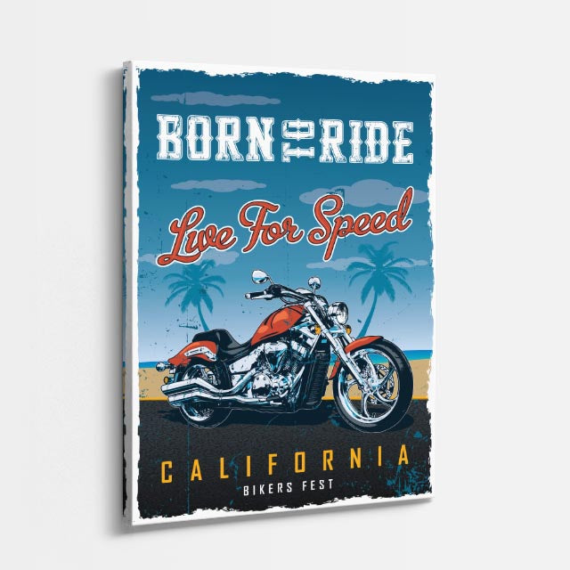cuadro canvas vehículos born to ride california retro vertical