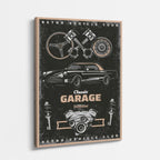 cuadro canvas vehículos classic garage póster oscuro vertical