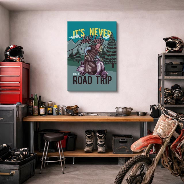 cuadro canvas vehículos road trip póster retro vertical