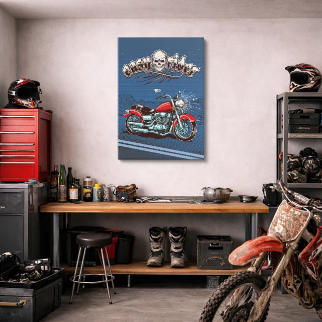 cuadro canvas vehículos easy rider cráneo moto vertical