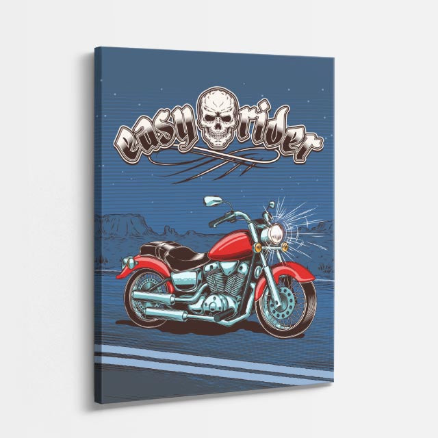 cuadro canvas vehículos easy rider cráneo moto vertical