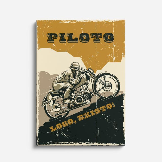 cuadro canvas vehículos piloto logo existo vintage vertical