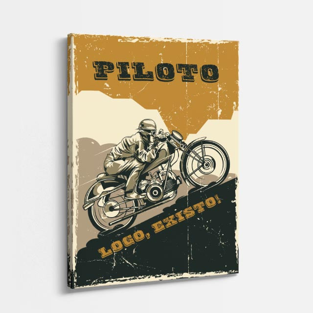 cuadro canvas vehículos piloto logo existo vintage vertical