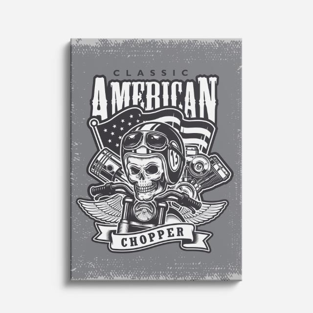 cuadro canvas vehículos american chopper cráneo clásico vertical