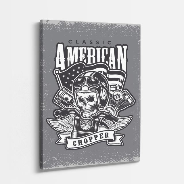 cuadro canvas vehículos american chopper cráneo clásico vertical