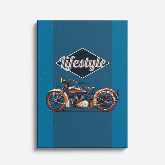cuadro canvas vehículos lifestyle motocicletas azul vertical
