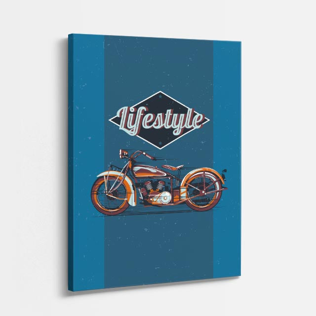 cuadro canvas vehículos lifestyle motocicletas azul vertical