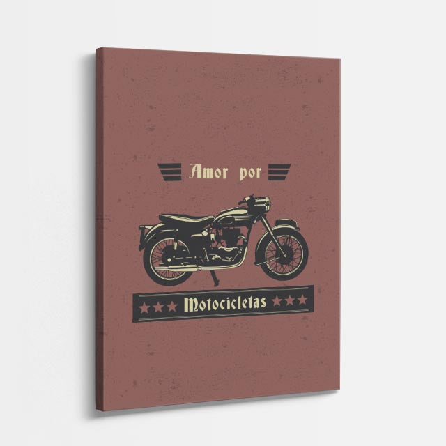 cuadro canvas vehículos amor por motocicletas retro vertical