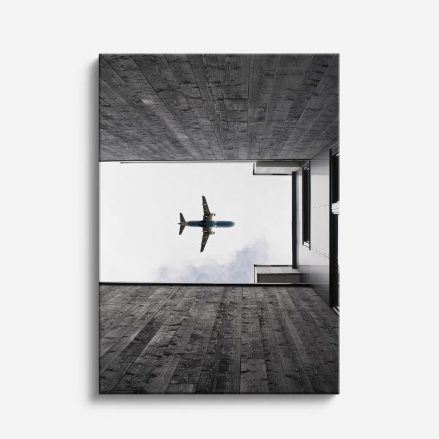 cuadro canvas vehículos avión blanco interior minimalista vertical