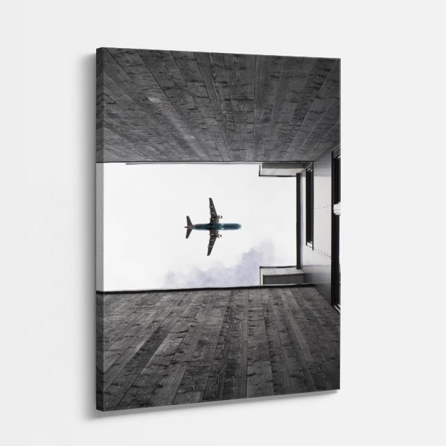 cuadro canvas vehículos avión blanco interior minimalista vertical