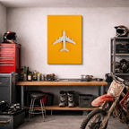 cuadro canvas vehículos avión blanco fondo amarillo vertical
