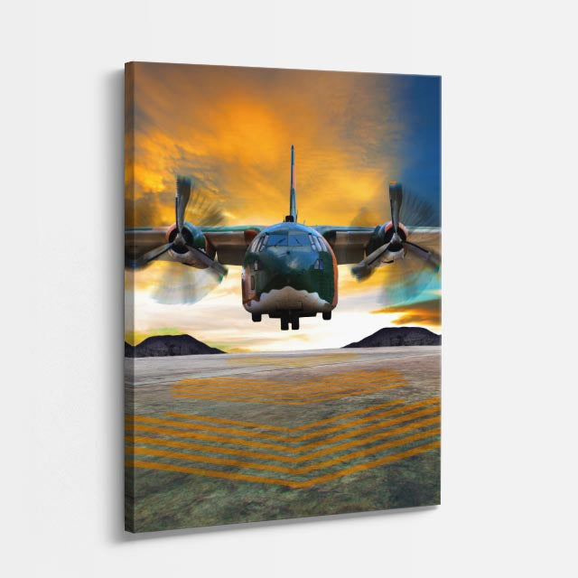 cuadro canvas vehículos avión militar cielo nublado vertical
