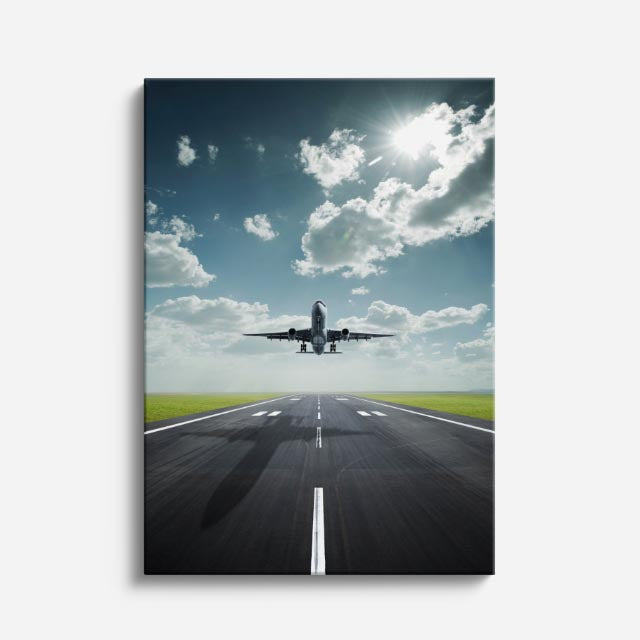cuadro canvas vehículos avión blanco pista solitaria vertical