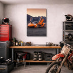 cuadro canvas vehículos mclaren naranja ciudad azul vertical