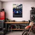 cuadro canvas vehículos mustang azul ciudad nocturna vertical