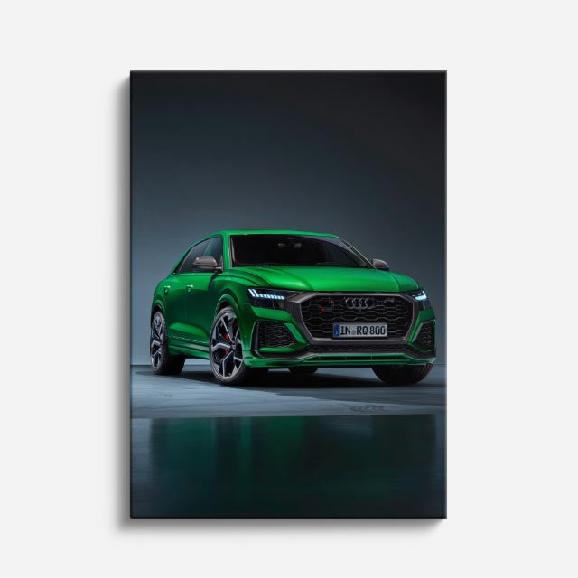 cuadro canvas vehículos audi verde fondo oscuro vertical
