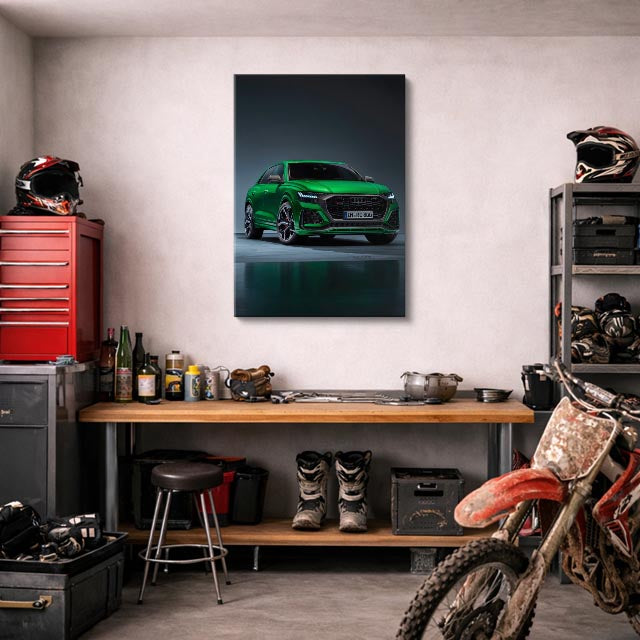 cuadro canvas vehículos audi verde fondo oscuro vertical