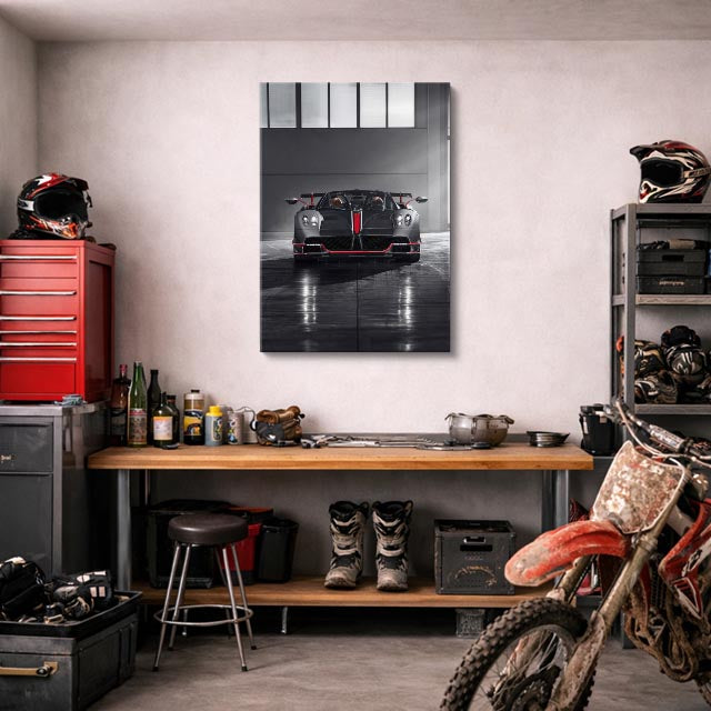 cuadro canvas vehículos porsche gris garaje rojo vertical
