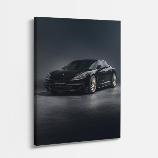 cuadro canvas vehículos porsche gris fondo oscuro vertical