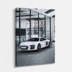 cuadro canvas vehículos audi r8 blanco ciudad vertical