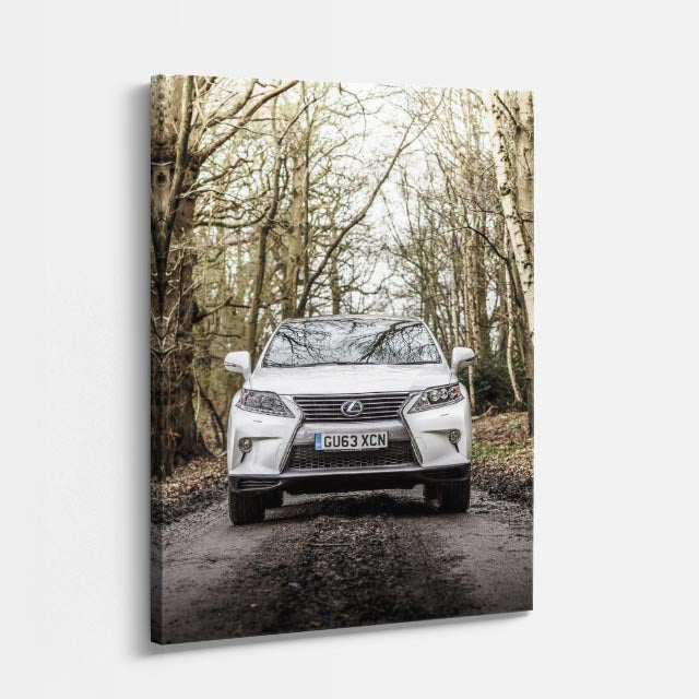 cuadro canvas vehículos lexus blanco bosque invernal vertical