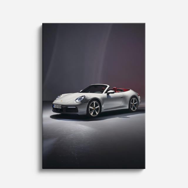 cuadro canvas vehículos porsche blanco palmeras vertical