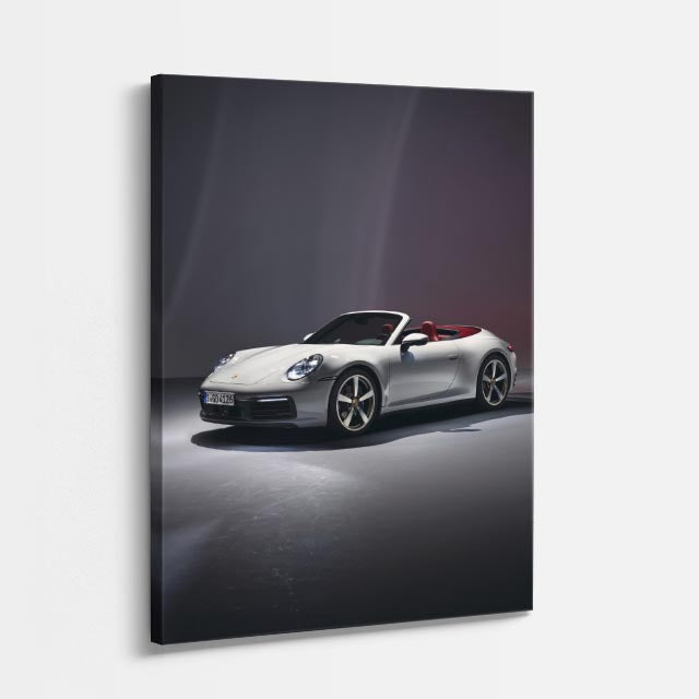cuadro canvas vehículos porsche blanco palmeras vertical