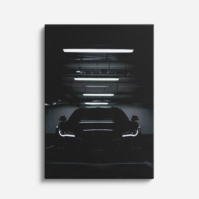 cuadro canvas vehículos porsche blanco fondo oscuro vertical