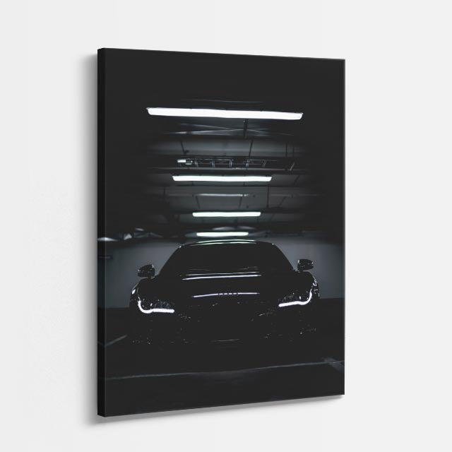 cuadro canvas vehículos porsche blanco fondo oscuro vertical