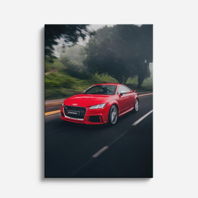 cuadro canvas vehículos audi rojo ciudad oscura vertical