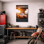 cuadro canvas vehículos audi naranja atardecer vertical