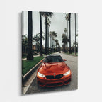 cuadro canvas vehículos bmw rojo palmeras vertical