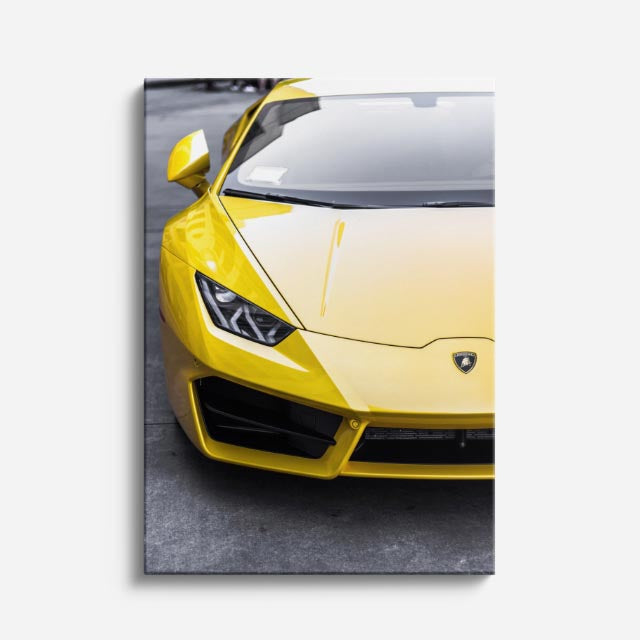 cuadro canvas vehículos lamborghini amarillo garaje vertical