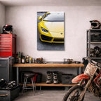 cuadro canvas vehículos lamborghini amarillo garaje vertical
