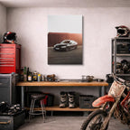 cuadro canvas vehículos bmw gris fondo naranja vertical