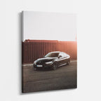 cuadro canvas vehículos bmw gris fondo naranja vertical