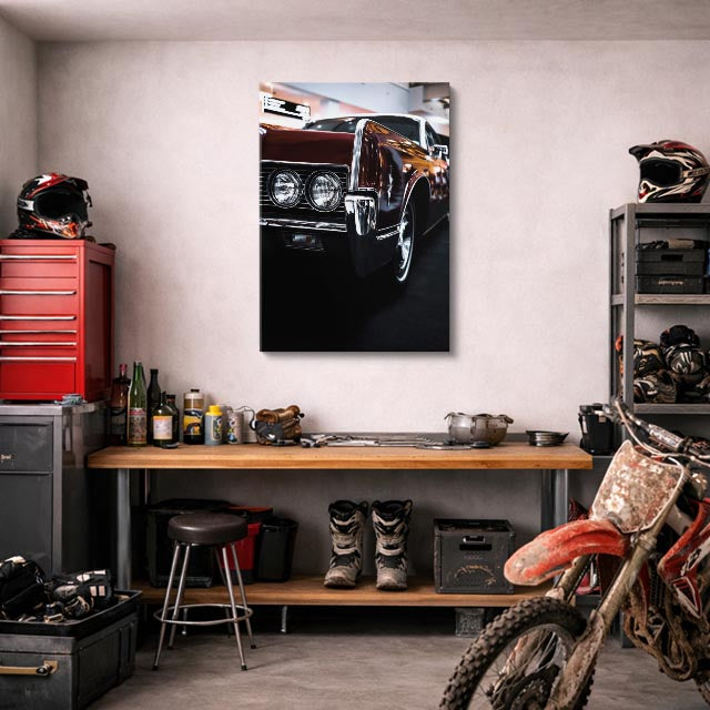 cuadro canvas vehículos clásico rojo interior oscuro vertical