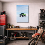 cuadro canvas vehículos pickup verde fondo blanco vertical
