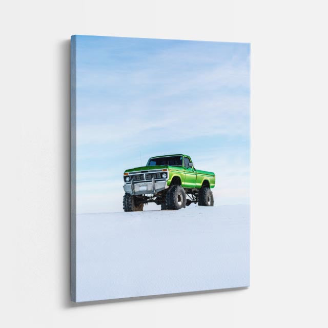 cuadro canvas vehículos pickup verde fondo blanco vertical
