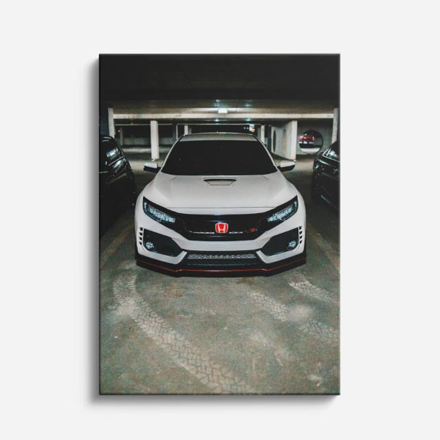 cuadro canvas vehículos honda blanca vista frontal vertical