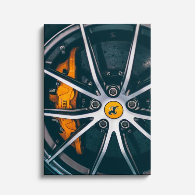 cuadro canvas vehículos rin deportivo detalle dorado vertical