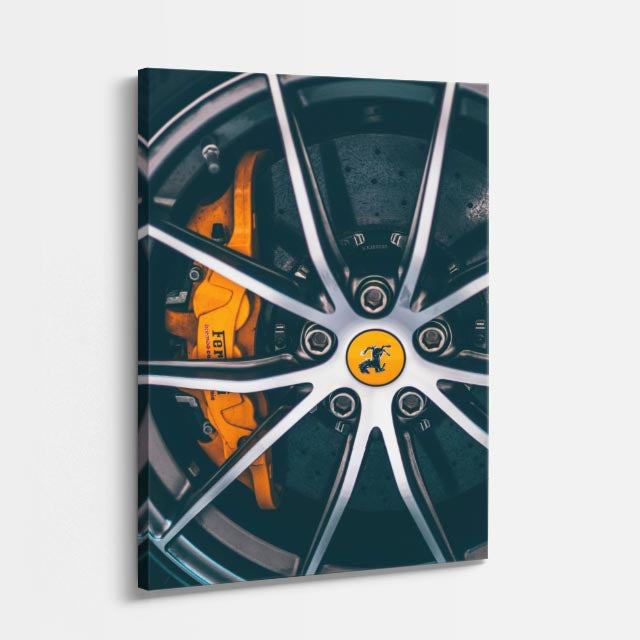 cuadro canvas vehículos rin deportivo detalle dorado vertical