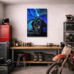 cuadro canvas vehículos auto azul teal detalle vertical