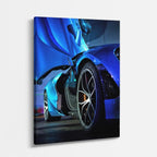 cuadro canvas vehículos auto azul teal detalle vertical