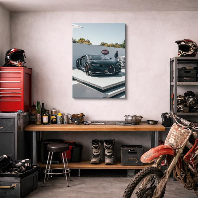 cuadro canvas vehículos bugatti blanco ciudad vertical