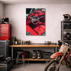 cuadro canvas vehículos interior rojo detalle cuero vertical