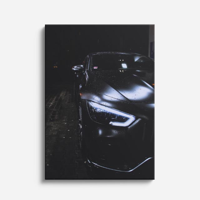 cuadro canvas vehículos auto negro luces delanteras vertical