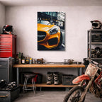 cuadro canvas vehículos mercedes naranja garaje vertical