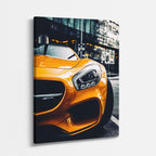 cuadro canvas vehículos mercedes naranja garaje vertical